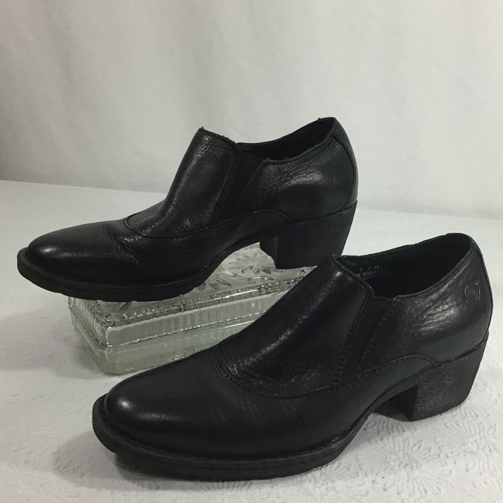 Born Black Leather Ankle Booties